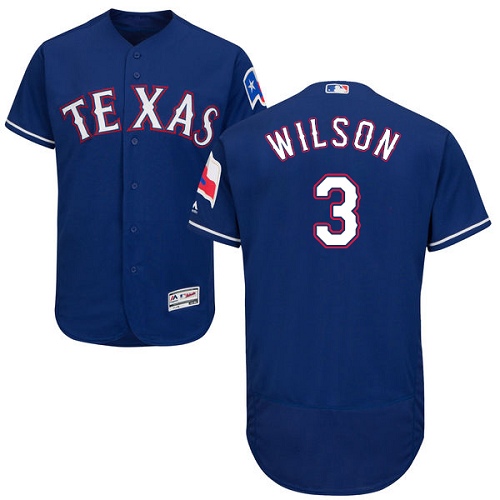 Texas Rangers #3 Russell Wilson Blue Flexbase Authentic Collection Stitched Jersey Men's