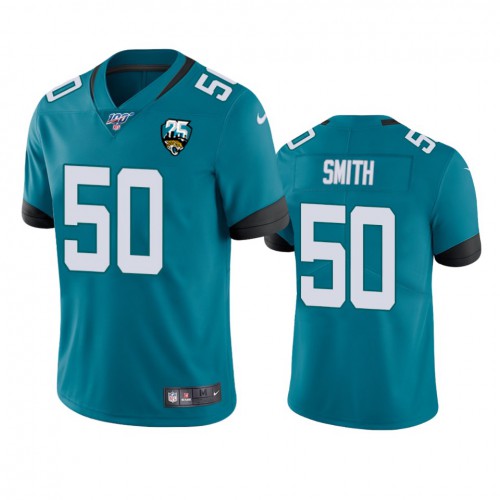 Jacksonville Jaguars #50 Telvin Smith Teal 25th Anniversary Vapor Limited Stitched 100th Season Jersey Men's