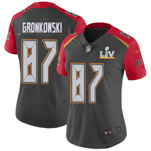 Buccaneers #87 Rob Gronkowski Gray Women's Super Bowl LV Bound Stitched Limited Inverted Legend Jersey