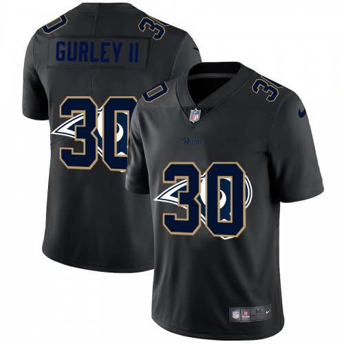 Los Angeles Los Angeles Rams #30 Todd Gurley II Men's Team Logo Dual Overlap Limited Jersey Black Men's