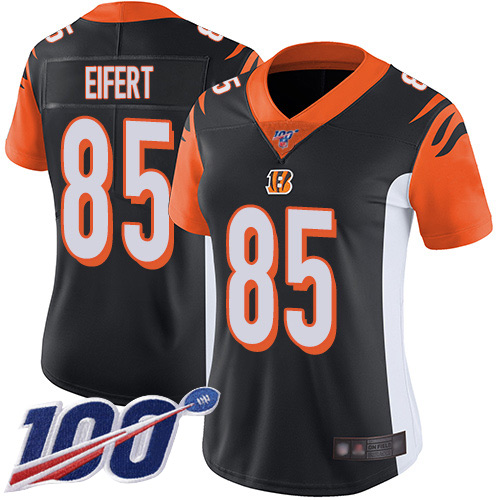 Cincinnati Bengals #85 Tyler Eifert Black Team Color Women's Stitched 100th Season Vapor Limited Jersey Womens