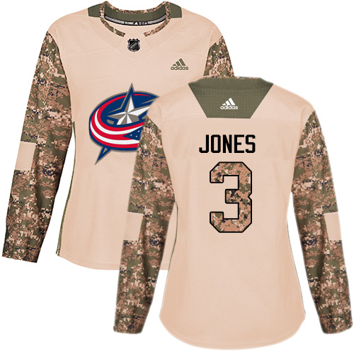 Adidas Columbus Blue Jackets #3 Seth Jones Camo Authentic 2017 Veterans Day Women's Stitched Jersey Womens