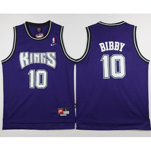 Sacramento Kings #10 Mike Bibby Purple Throwback Stitched Jersey Mens