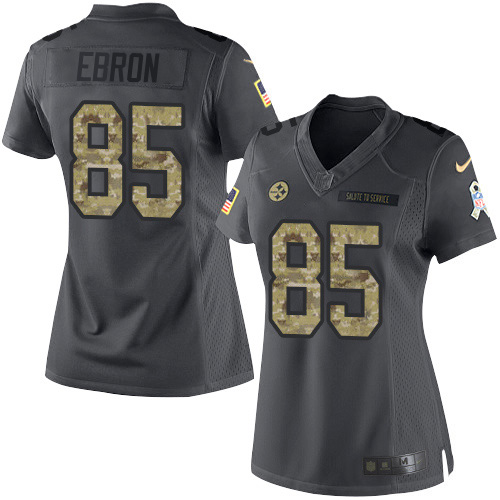 Pittsburgh Steelers #85 Eric Ebron Black Women's Stitched Limited 2016 Salute to Service Jersey Womens