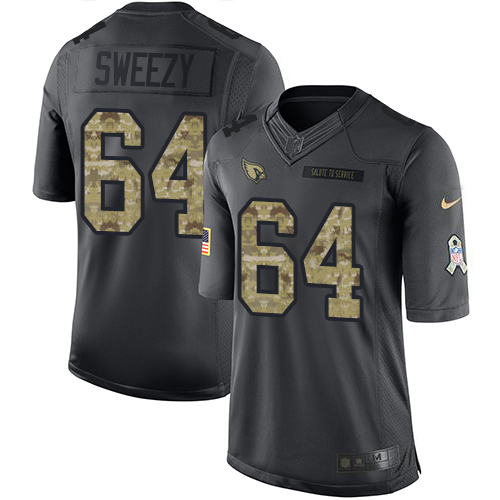 Arizona Cardinals #64 J.R. Sweezy Black Men's Stitched Limited 2016 Salute to Service Jersey Men's