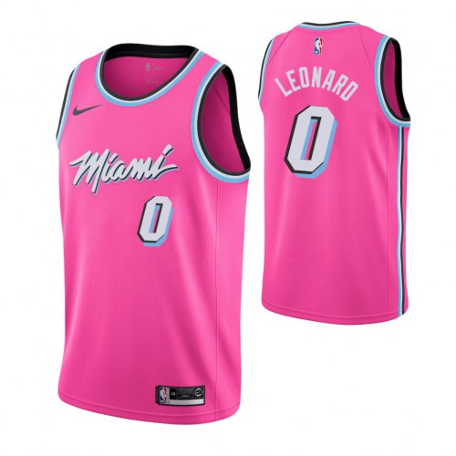 Miami Heat #0 Meyers Leonard Mens Pink Swingman Earned Edition Jersey Mens