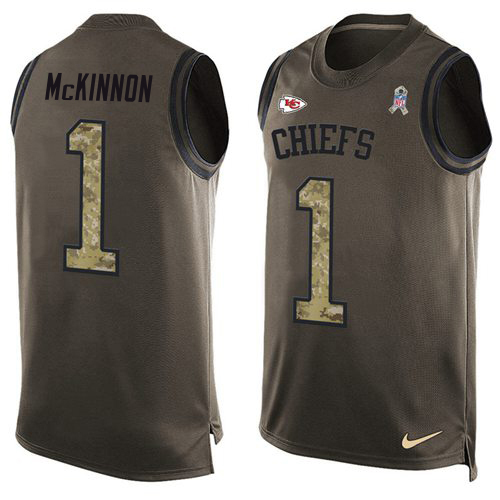 Chiefs #1 Jerick McKinnon Green Men's Stitched Limited Salute To Service Tank Top Jersey