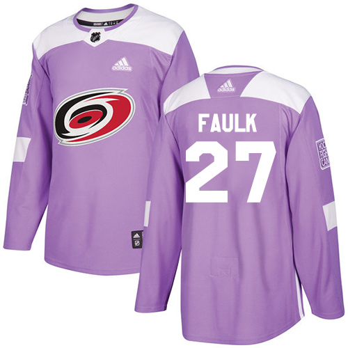 Adidas Carolina Hurricanes #27 Justin Faulk Purple Authentic Fights Cancer Stitched Jersey Men's