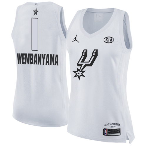 San Antonio Spurs #1 Victor Wembanyama White Women's Jordan Swingman 2018 All-Star Game Jersey