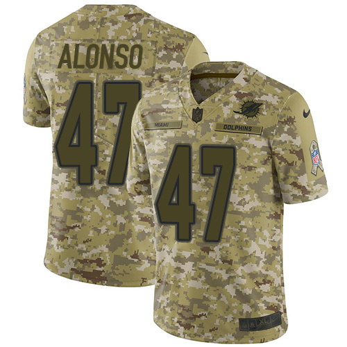 Miami Dolphins #47 Kiko Alonso Camo Men's Stitched Limited 2018 Salute To Service Jersey Men's
