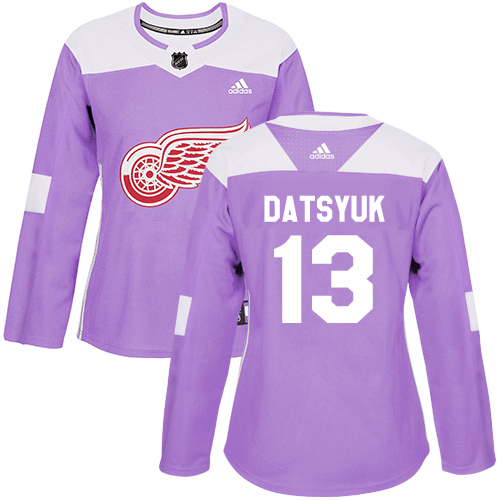 Adidas Detroit Red Wings #13 Pavel Datsyuk Purple Authentic Fights Cancer Women's Stitched Jersey Womens