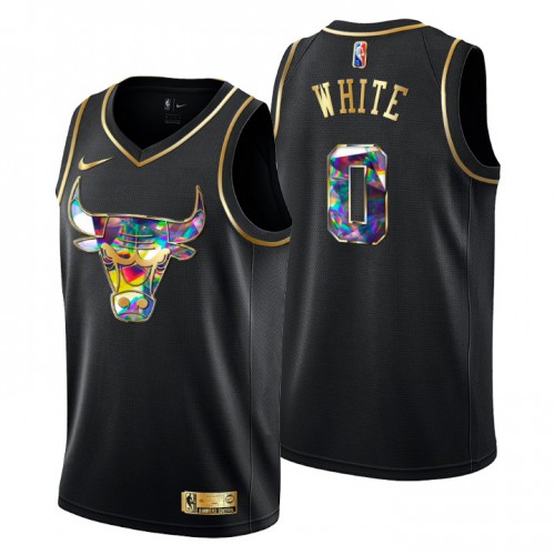 Chicago Chicago Bulls #0 Coby White Mens Golden Edition Diamond Logo 2021/22 Swingman Jersey - Black Mens