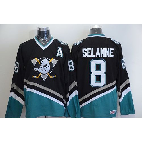 Anaheim Ducks #8 Teemu Selanne Black CCM Throwback Stitched Jersey Men's