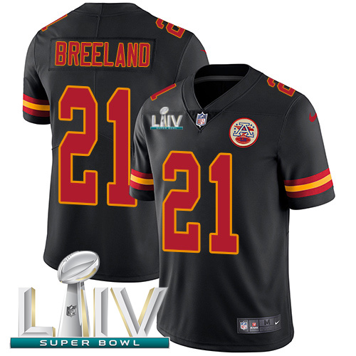 Kansas City Chiefs #21 Bashaud Breeland Black Super Bowl LIV 2020 Men's Stitched Limited Rush Jersey Men's