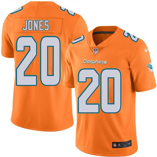 Miami Dolphins #20 Reshad Jones Orange Men's Stitched Limited Rush Jersey Men's