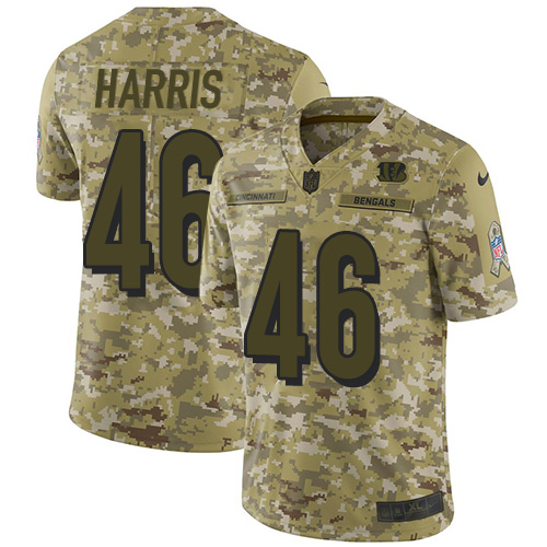 Cincinnati Bengals #46 Clark Harris Camo Men's Stitched Limited 2018 Salute To Service Jersey Men's