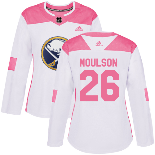 Adidas Buffalo Sabres #26 Matt Moulson White/Pink Authentic Fashion Women's Stitched Jersey Womens