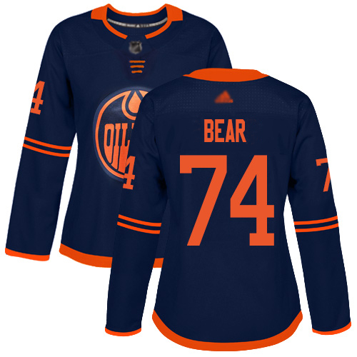Adidas Edmonton Oilers #74 Ethan Bear Navy Alternate Authentic Women's Stitched Jersey Womens
