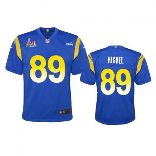 Los Angeles Los Angeles Rams #89 Tyler Higbee Youth Super Bowl LVI Patch Game Jersey - Royal Youth