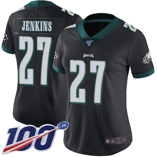 Philadelphia Eagles #27 Malcolm Jenkins Black Alternate Women's Stitched 100th Season Vapor Limited Jersey Womens