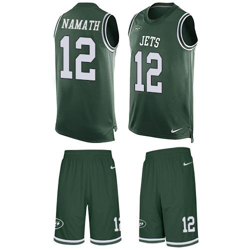 Jets #12 Joe Namath Green Team Color Men's Stitched Limited Tank Top Suit Jersey