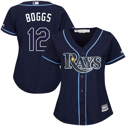 Tampa Bay Rays #12 Wade Boggs Dark Blue Alternate Women's Stitched Jersey Womens
