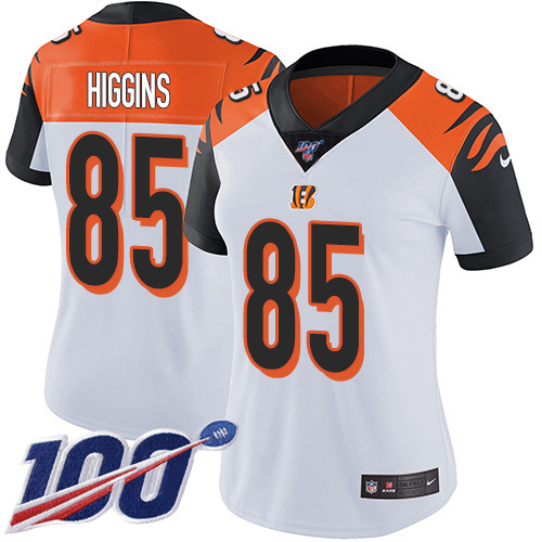 Bengals #85 Tee Higgins White Women's Stitched 100th Season Vapor Untouchable Limited Jersey