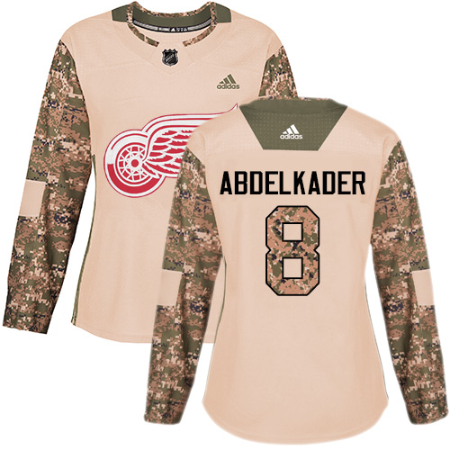Adidas Detroit Red Wings #8 Justin Abdelkader Camo Authentic 2017 Veterans Day Women's Stitched Jersey Womens