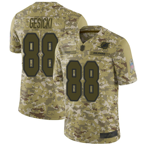 Dolphins #88 Mike Gesicki Camo Men's Stitched Limited 2018 Salute To Service Jersey