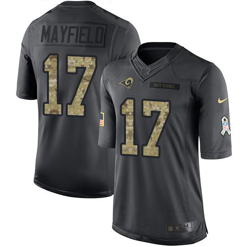 Rams #17 Baker Mayfield Black Men's Stitched Limited 2016 Salute To Service Jersey