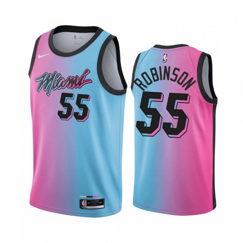 Miami Heat #55 Duncan Robinson Blue Pink Swingman 2020-21 City Edition Jersey Mens