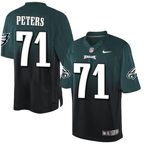 Philadelphia Eagles #71 Jason Peters Midnight Green/Black Men's Stitched Elite Fadeaway Fashion Jersey Men's