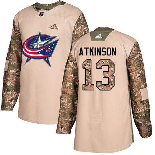 Adidas Columbus Blue Jackets #13 Cam Atkinson Camo Authentic 2017 Veterans Day Stitched Youth Jersey Youth
