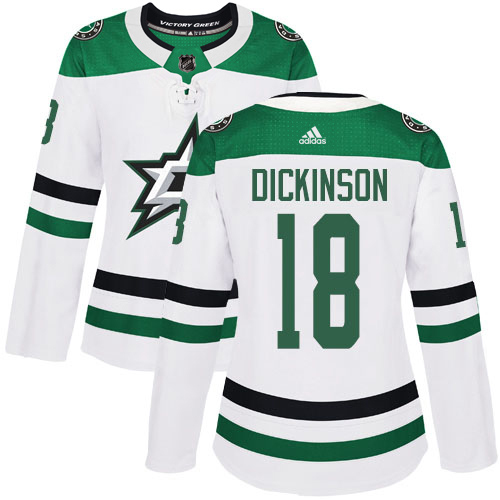 Adidas Dallas Stars #18 Jason Dickinson White Road Authentic Women's Stitched Jersey Womens