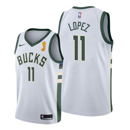 Milwaukee Bucks #11 Brook Lopez 2021 Finals Champions Swingman Association Edition Jersey White Mens