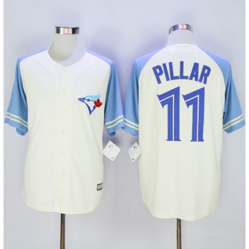 Toronto Blue Jays #11 Kevin Pillar Cream/Blue Exclusive New Cool Base Stitched Jersey Men's