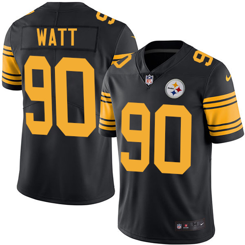 Steelers #90 T. J. Watt Black Men's Stitched Limited Rush Jersey