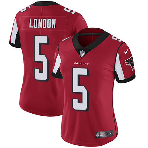 Falcons #5 Drake London Red Team Color Stitched Women's Vapor Untouchable Limited Jersey