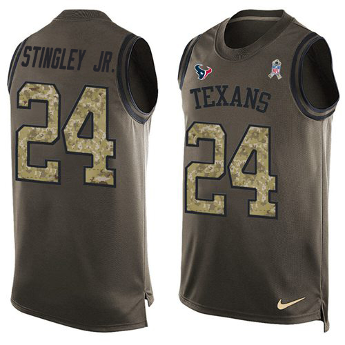 Texans #24 Derek Stingley Jr. Green Men's Stitched Limited Salute To Service Tank Top Jersey