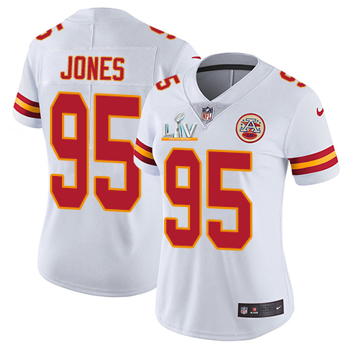 Chiefs #95 Chris Jones White Women's Super Bowl LV Bound Stitched Vapor Untouchable Limited Jersey