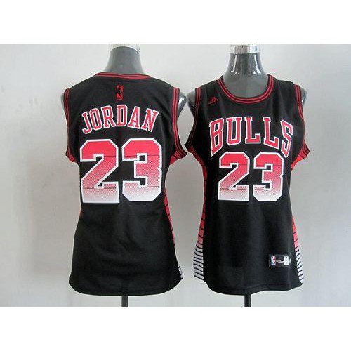 Chicago Bulls #23 Michael Jordan Black Vibe Womens Stitched Jersey Womens