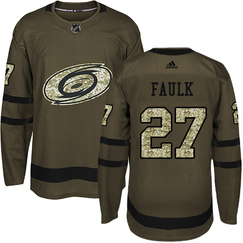 Adidas Carolina Hurricanes #27 Justin Faulk Green Salute to Service Stitched Jersey Men's
