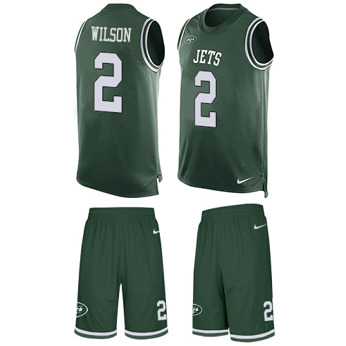 Jets #2 Zach Wilson Green Team Color Men's Stitched Limited Tank Top Suit Jersey