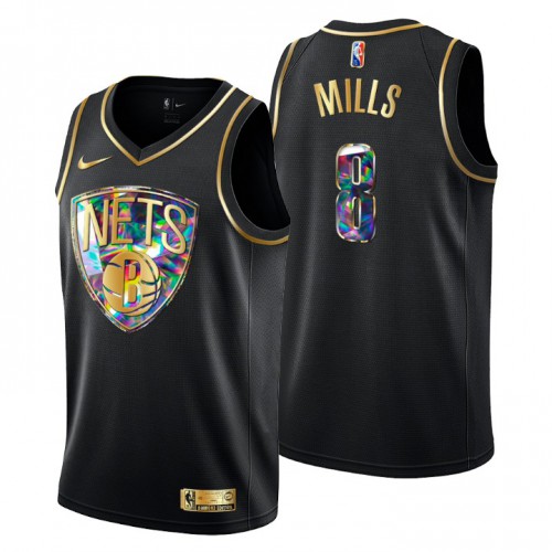 Brooklyn Brooklyn Nets #8 Patty Mills Mens Golden Edition Diamond Logo 2021/22 Swingman Jersey - Black Mens