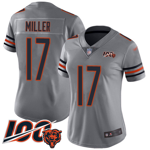 Chicago Bears #17 Anthony Miller Silver Women's Stitched Limited Inverted Legend 100th Season Jersey Womens