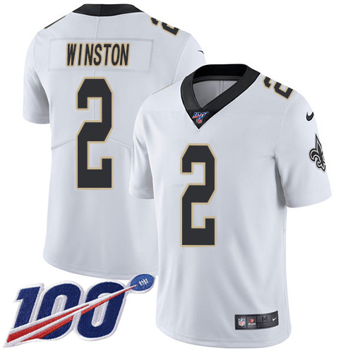 New Orleans Saints #2 Jameis Winston White Men's Stitched 100th Season Vapor Untouchable Limited Jersey Men's
