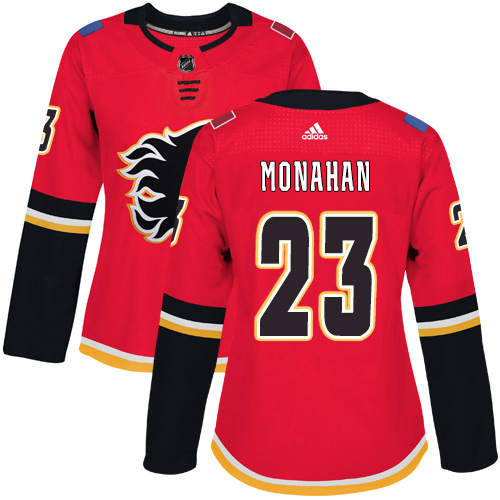 Adidas Calgary Flames #23 Sean Monahan Red Home Authentic Women's Stitched Jersey Womens