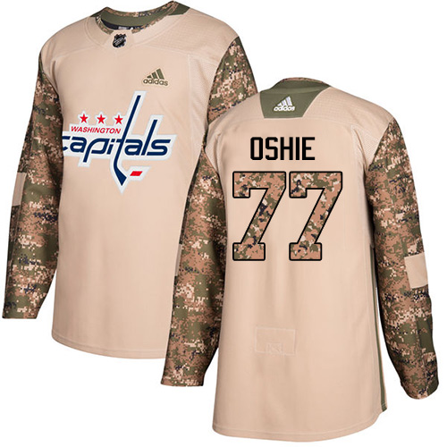 Adidas Washington Capitals #77 T.J. Oshie Camo Authentic 2017 Veterans Day Stitched Youth Jersey Youth
