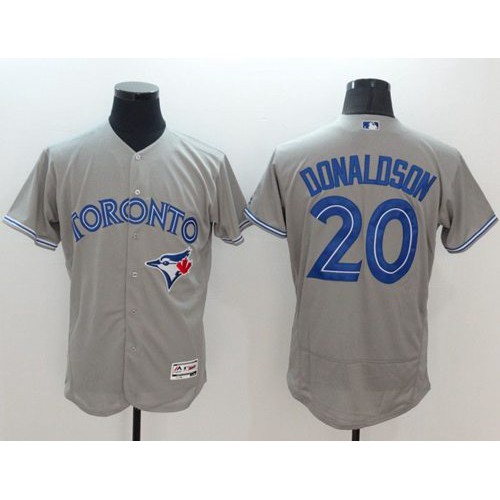 Toronto Blue Jays #20 Josh Donaldson Grey Flexbase Authentic Collection Stitched Jersey Men's