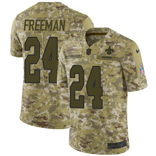 New Orleans Saints #24 Devonta Freeman Camo Men's Stitched Limited 2018 Salute To Service Jersey Men's